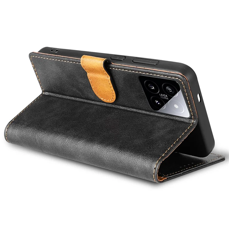 N.BEKUS CSJ-001 For Xiaomi 14 Case PU Leather Cover with Wallet Stand - Black