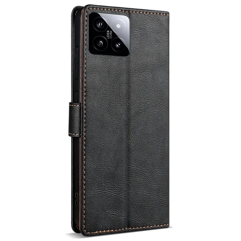 N.BEKUS CSJ-001 For Xiaomi 14 Case PU Leather Cover with Wallet Stand - Black