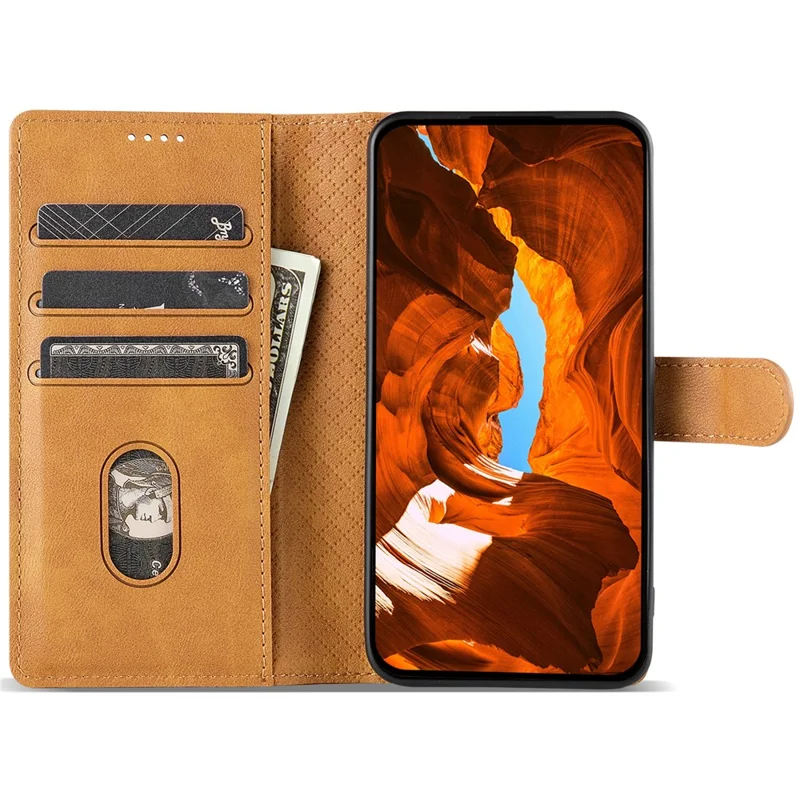 N.BEKUS CSJ-001 For Xiaomi 14 Case PU Leather Cover with Wallet Stand - Brown
