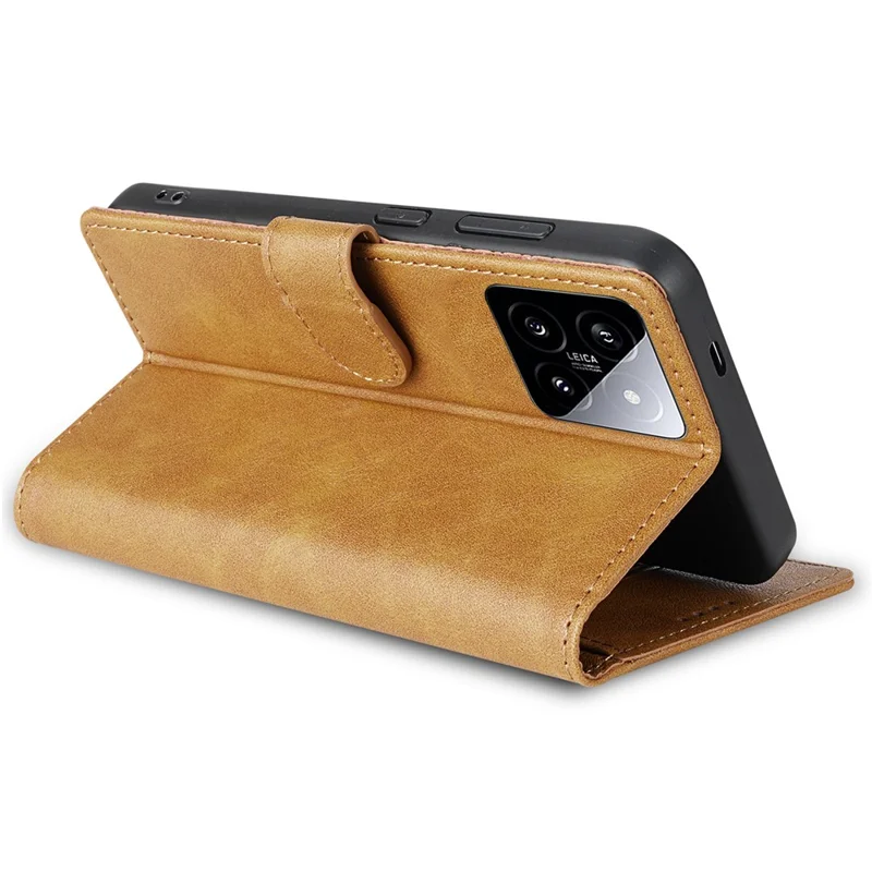 N.BEKUS CSJ-001 For Xiaomi 14 Case PU Leather Cover with Wallet Stand - Brown