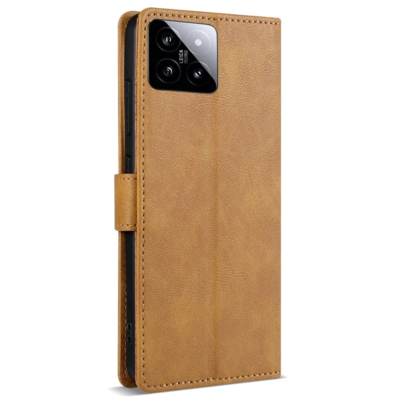N.BEKUS CSJ-001 For Xiaomi 14 Case PU Leather Cover with Wallet Stand - Brown