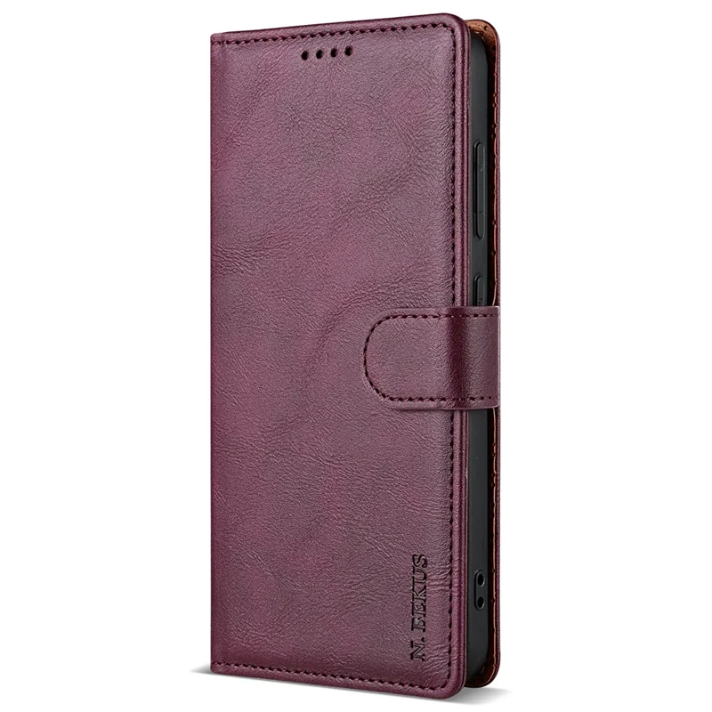 N.BEKUS CSJ-001 Para Xiaomi Redmi 13C 4G / 13C 5G / Poco C65 4G / Poco M6 5G / 13R 5G Capa Magnética de Couro com Suporte - Vinho Tinto