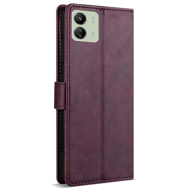 N.BEKUS CSJ-001 Para Xiaomi Redmi 13C 4G / 13C 5G / Poco C65 4G / Poco M6 5G / 13R 5G Capa Magnética de Couro com Suporte - Vinho Tinto