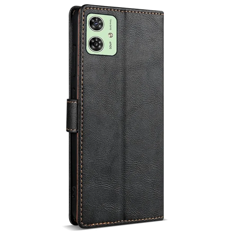N.BEKUS CSJ-001 Para Capa de Telefone Motorola Moto G54 5G Flip Folio Stand View Couro - Preto
