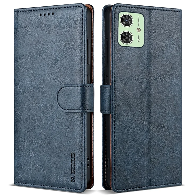 N.BEKUS CSJ-001 For Motorola Moto G14 4G Case Leather Protective Phone Cover with Wallet Card Holder - Blue