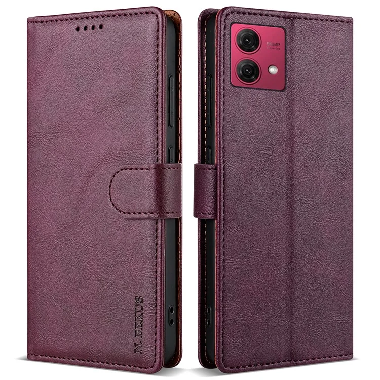 N.BEKUS CSJ-001 Per Motorola Moto G84 5G Custodia Colore Solido in Pelle PU Copertina per Telefono - Rosso Vino