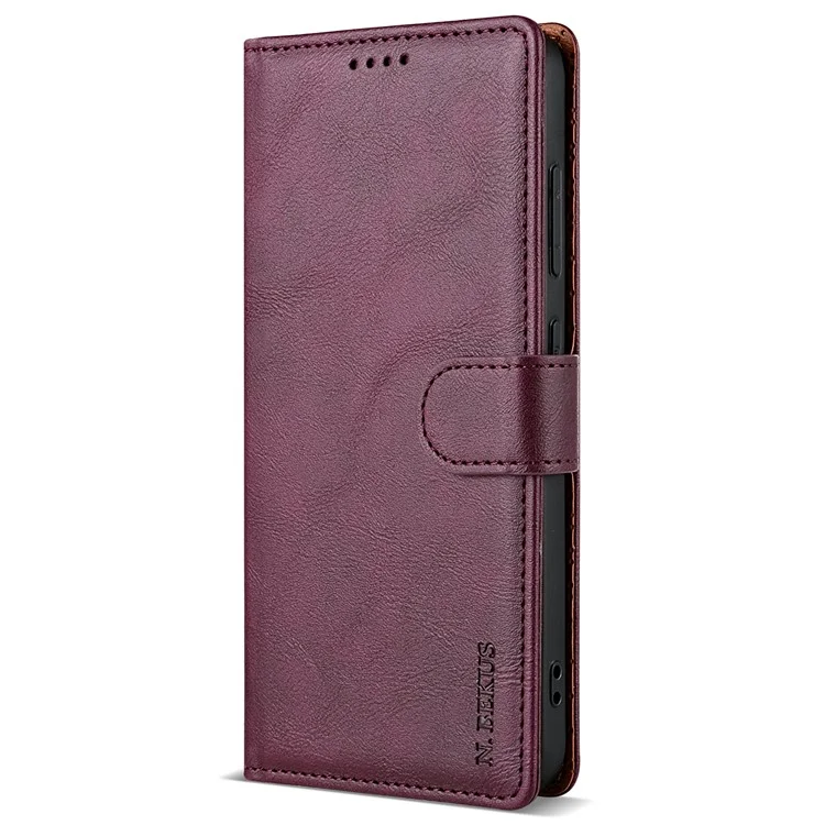 N.BEKUS CSJ-001 Per Motorola Moto G84 5G Custodia Colore Solido in Pelle PU Copertina per Telefono - Rosso Vino