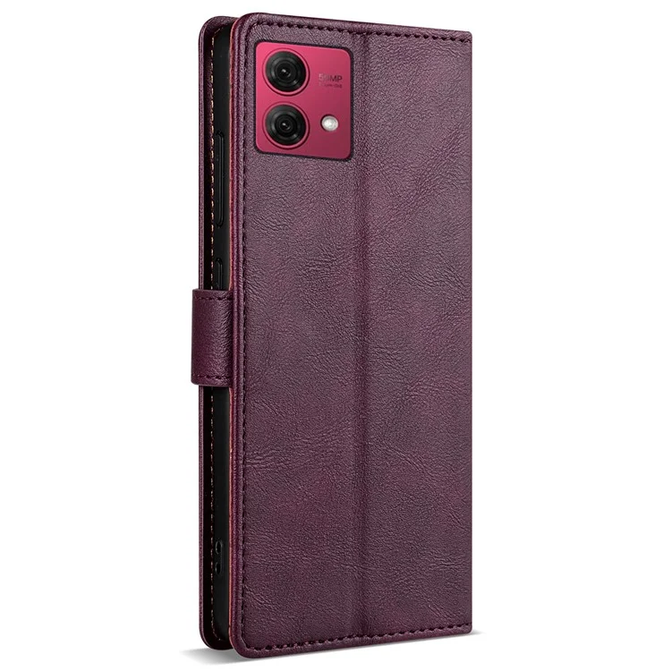N.BEKUS CSJ-001 Per Motorola Moto G84 5G Custodia Colore Solido in Pelle PU Copertina per Telefono - Rosso Vino