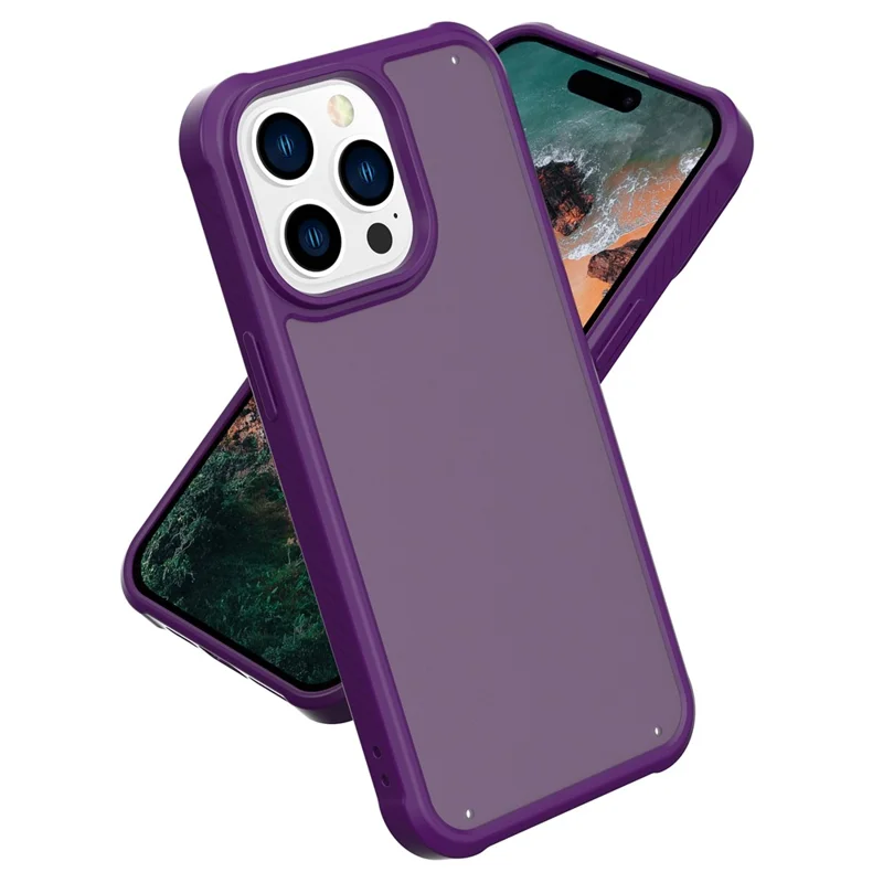 GW20 For iPhone 14 Pro Case Shockproof TPU+PC Matte Phone Cover - Dark Purple