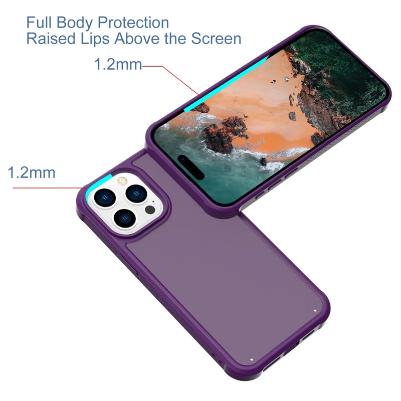 GW20 For iPhone 14 Pro Case Shockproof TPU+PC Matte Phone Cover - Dark Purple