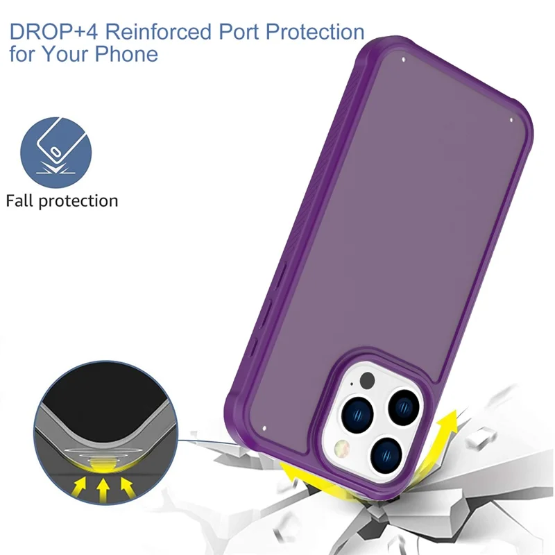 GW20 For iPhone 14 Pro Case Shockproof TPU+PC Matte Phone Cover - Dark Purple