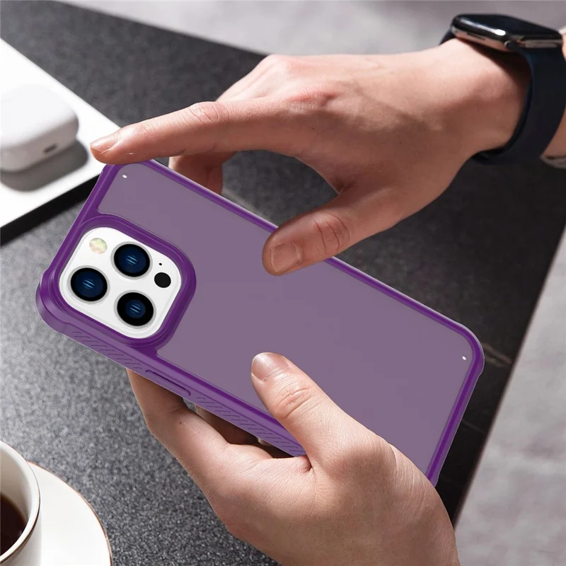 GW20 For iPhone 14 Pro Case Shockproof TPU+PC Matte Phone Cover - Dark Purple