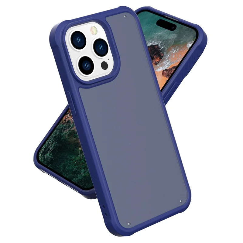 GW20 For iPhone 14 Pro Case Shockproof TPU+PC Matte Phone Cover - Dark Blue
