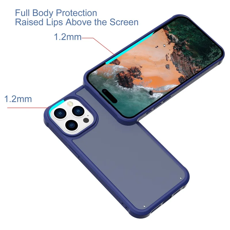 GW20 For iPhone 14 Pro Case Shockproof TPU+PC Matte Phone Cover - Dark Blue