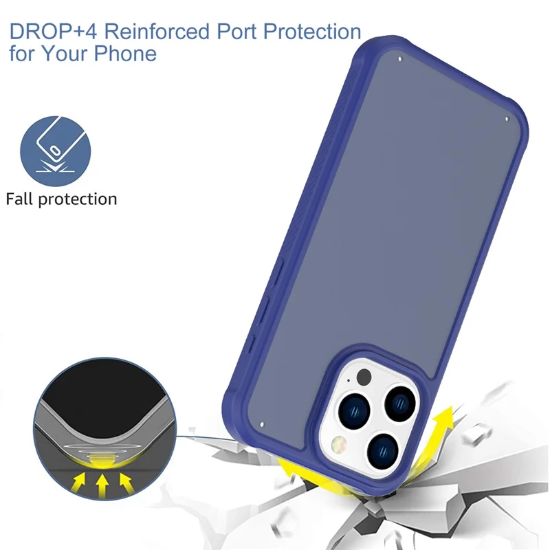 GW20 For iPhone 14 Pro Case Shockproof TPU+PC Matte Phone Cover - Dark Blue