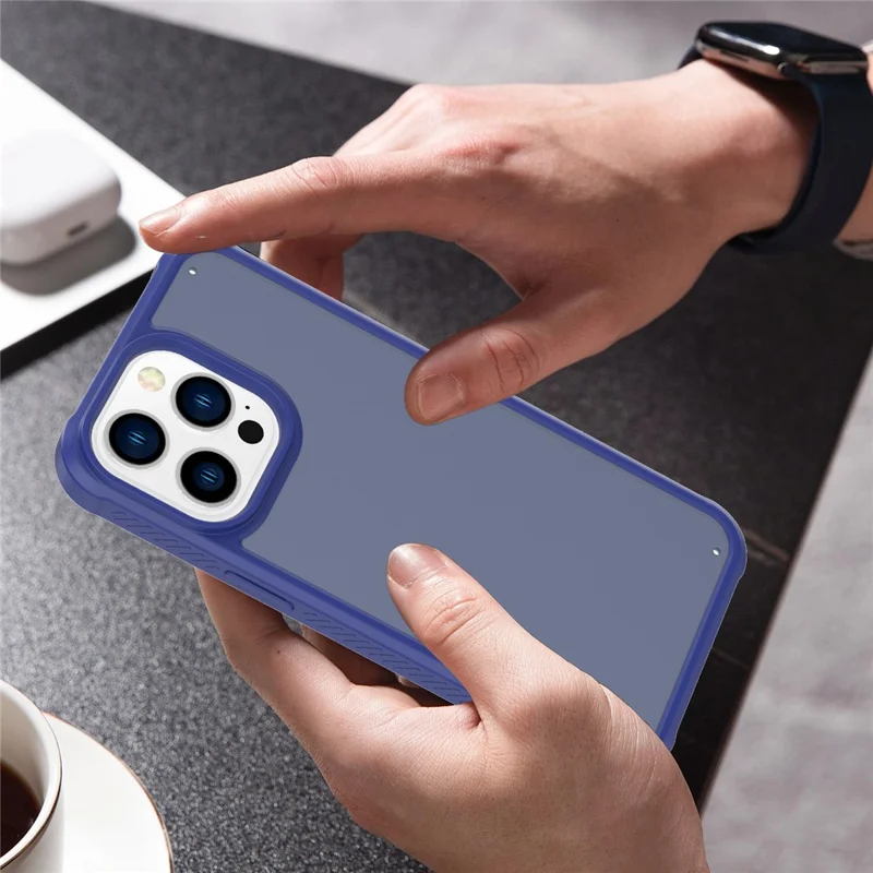 GW20 For iPhone 14 Pro Case Shockproof TPU+PC Matte Phone Cover - Dark Blue