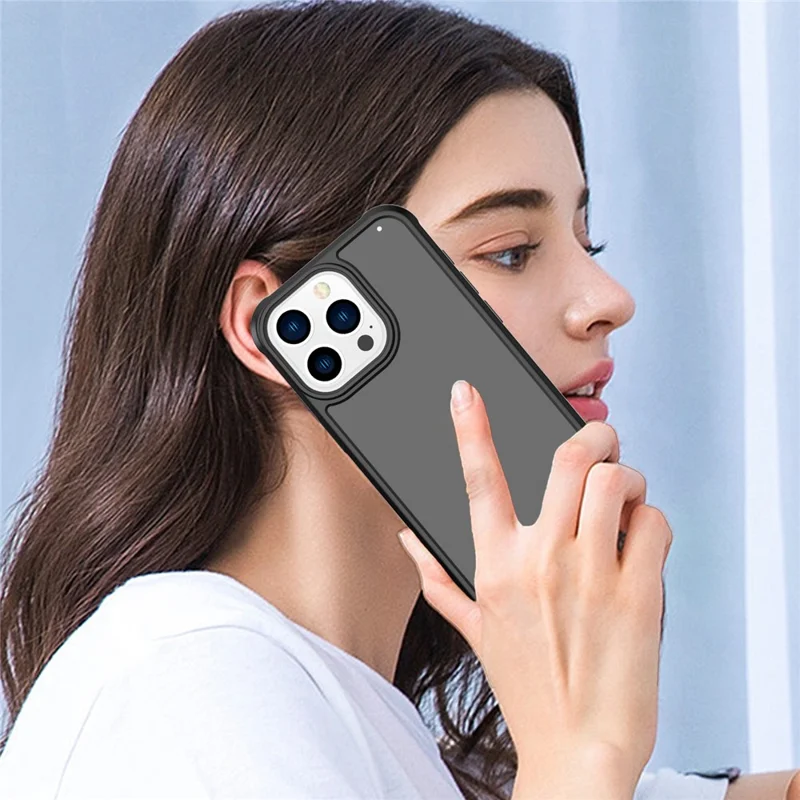 GW20 For iPhone 14 Pro Case Shockproof TPU+PC Matte Phone Cover - Black