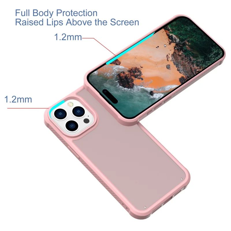 GW20 For iPhone 14 Pro Case Shockproof TPU+PC Matte Phone Cover - Light Pink