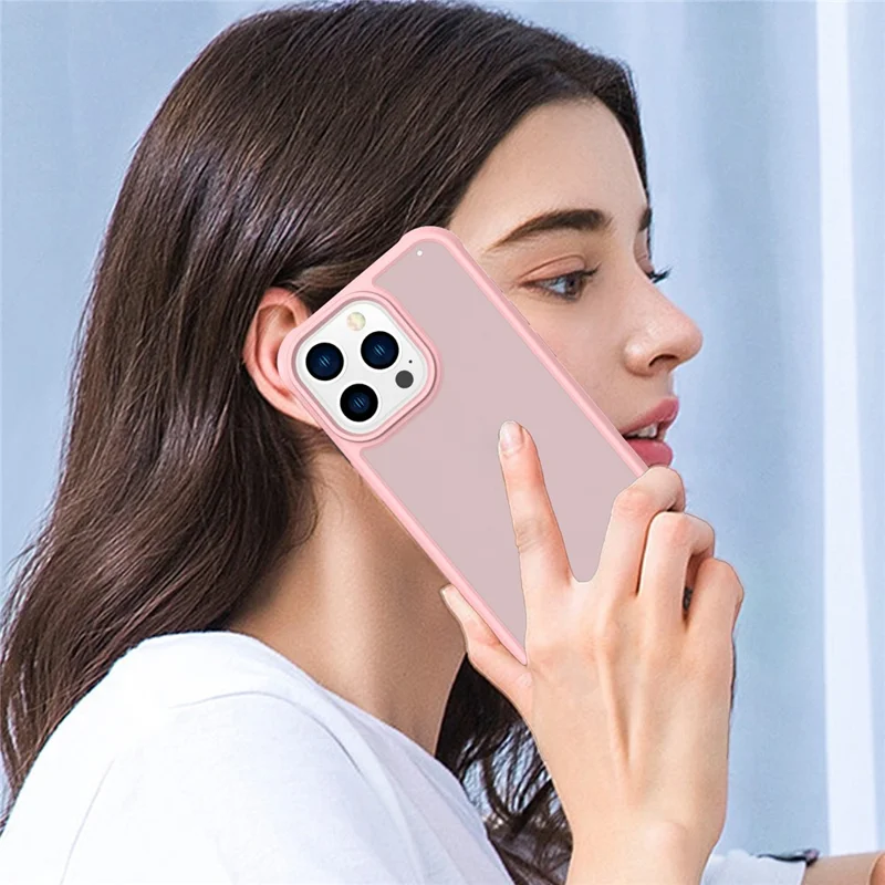 GW20 For iPhone 14 Pro Case Shockproof TPU+PC Matte Phone Cover - Light Pink