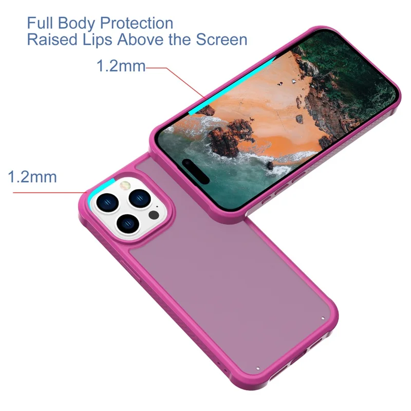 GW20 For iPhone 14 Pro Case Shockproof TPU+PC Matte Phone Cover - Rose