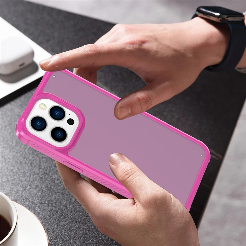 GW20 For iPhone 14 Pro Case Shockproof TPU+PC Matte Phone Cover - Rose