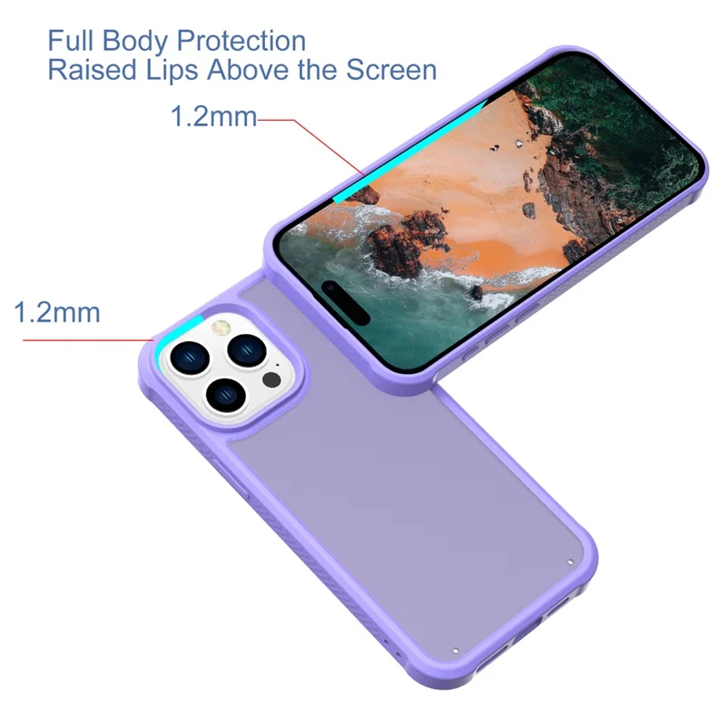 GW20 For iPhone 14 Pro Case Shockproof TPU+PC Matte Phone Cover - Light Purple