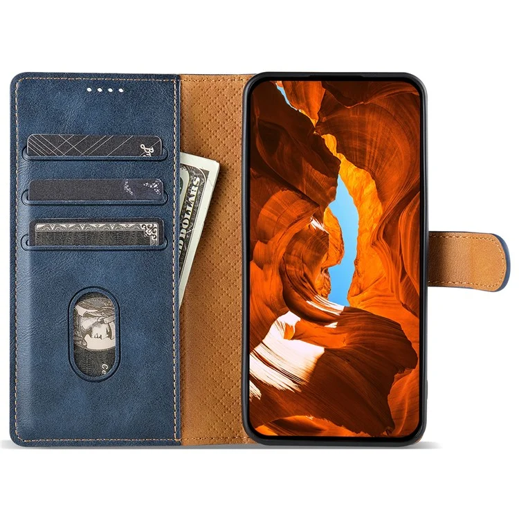 N.BEKUS CSJ-001 For Motorola Moto G Play (2024) 4G Case Leather Phone Cover Solid Color - Blue