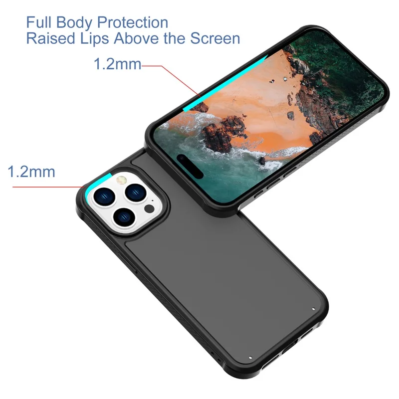 GW20 For iPhone 14 Pro Max Matte Case TPU+PC Slim Back Cover Wholesale Cell Phone Accessories - Black
