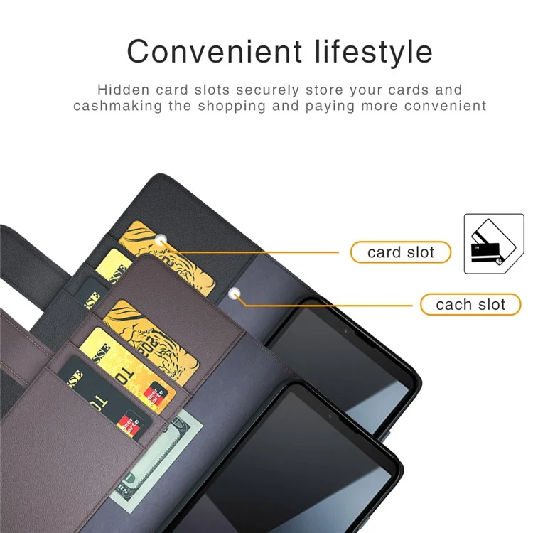 For Sony Xperia 10 VI Case Genuine Split Leather Phone Cover with Wallet Stand - Black
