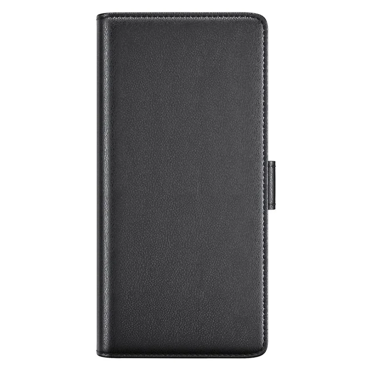 For Sony Xperia 10 VI Case Genuine Split Leather Phone Cover with Wallet Stand - Black