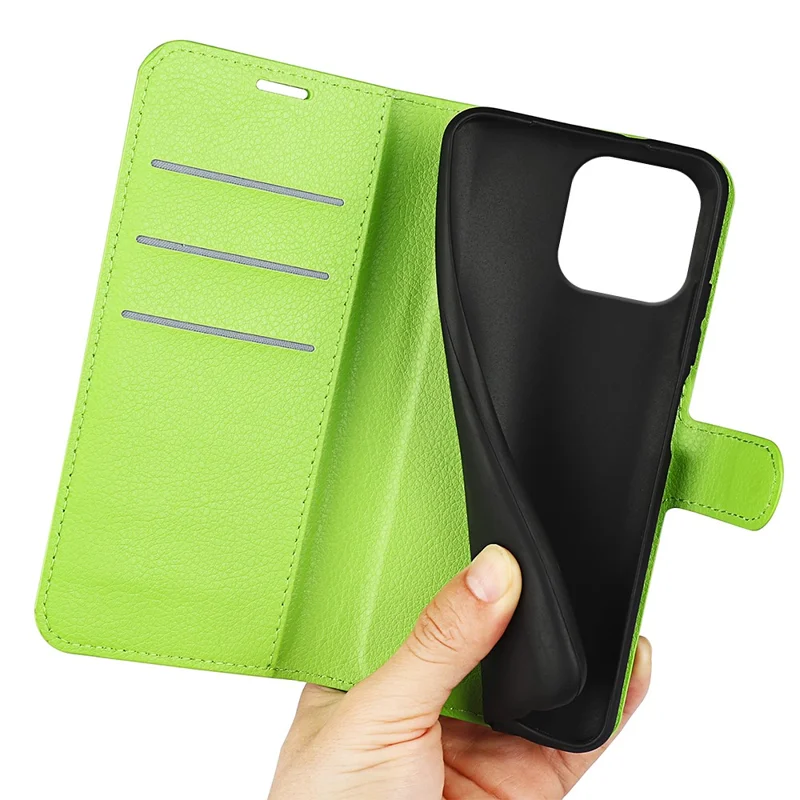 For iPhone 16 Pro Max Wallet Case Litchi Texture Phone Leather Cover - Green