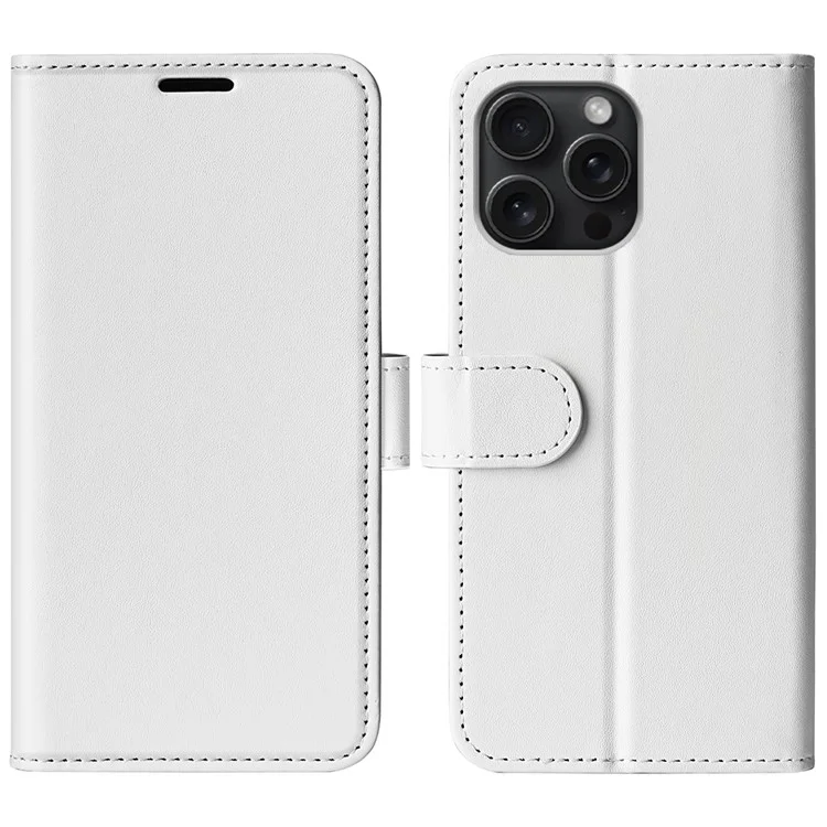 For iPhone 16 Pro Max Case Magnetic Closure Crazy Horse Texture Leather Phone Cover - White