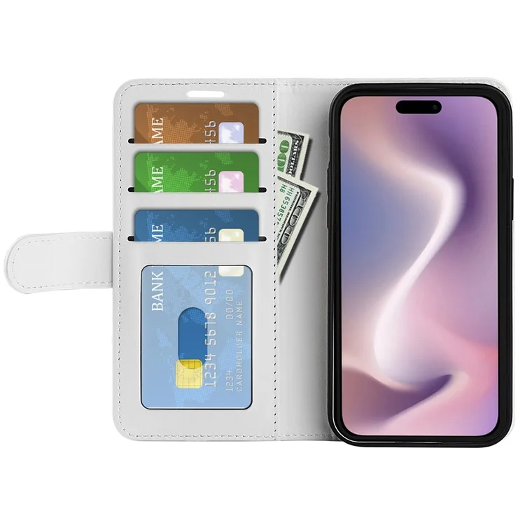 For iPhone 16 Pro Max Case Magnetic Closure Crazy Horse Texture Leather Phone Cover - White