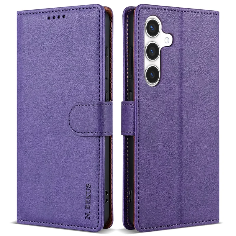 N.BEKUS CSJ-001 For Samsung Galaxy A55 5G Case Leather Phone Cover with Wallet Stand - Purple
