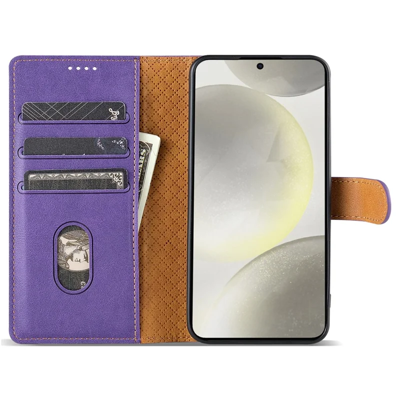 N.BEKUS CSJ-001 For Samsung Galaxy A55 5G Case Leather Phone Cover with Wallet Stand - Purple