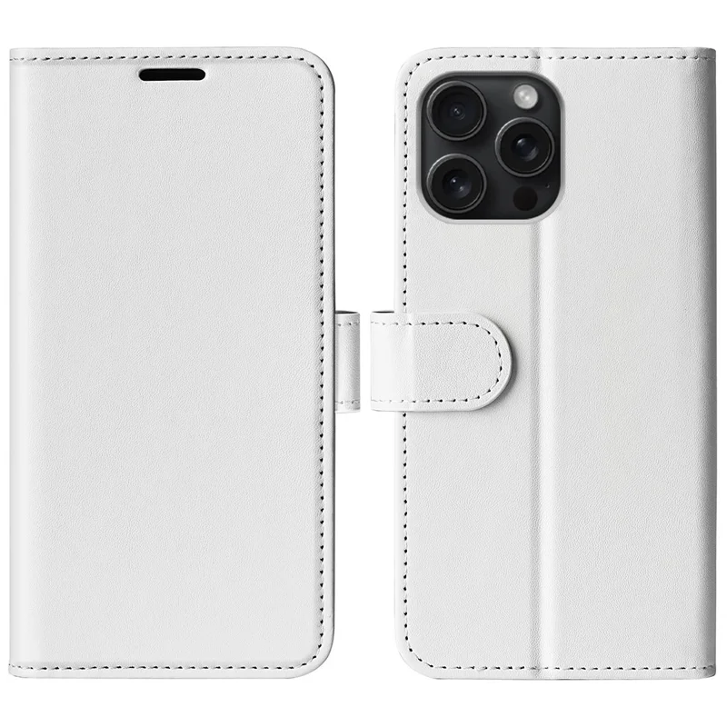 For iPhone 16 Pro Case Magnetic Closure Crazy Horse Texture Leather Phone Cover - White