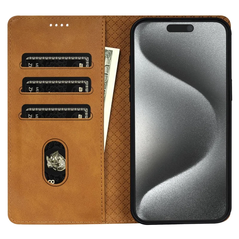 N.BEKUS CSJ-001 Für iPhone 14 Pro Max Hülle PU-Leder Magnetverschluss Stoßfest Abdeckung - Braun