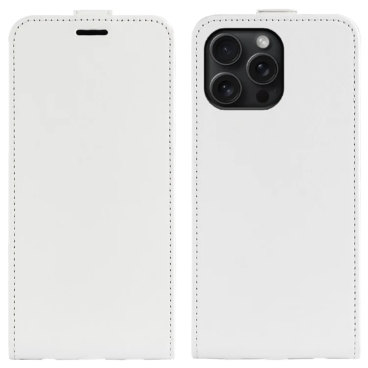 For iPhone 16 Pro Case Crazy Horse Texture Vertical Flip Leather Phone Cover - White