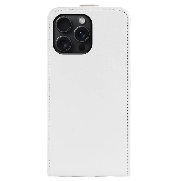 For iPhone 16 Pro Case Crazy Horse Texture Vertical Flip Leather Phone Cover - White