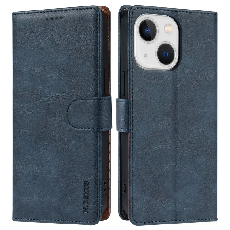 N.BEKUS CSJ-001 Für Iphone 13 Wallet Case Einfarbiges PU-Leder Handyhülle - Blau