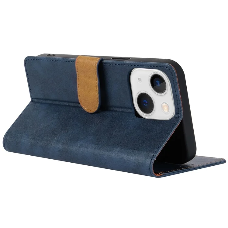 N.BEKUS CSJ-001 Für Iphone 13 Wallet Case Einfarbiges PU-Leder Handyhülle - Blau
