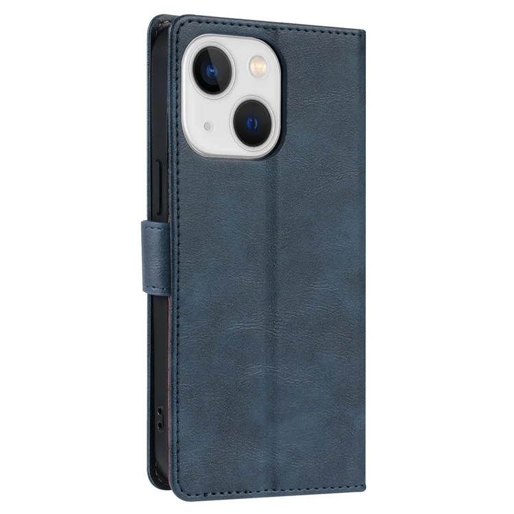 N.BEKUS CSJ-001 Für Iphone 13 Wallet Case Einfarbiges PU-Leder Handyhülle - Blau