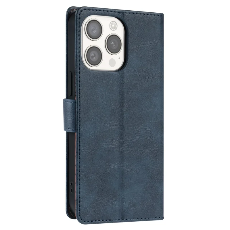 N.BEKUS CSJ-001 For iPhone 13 Pro Max Case Solid Color Leather Wallet Phone Cover   Distributors - Blue