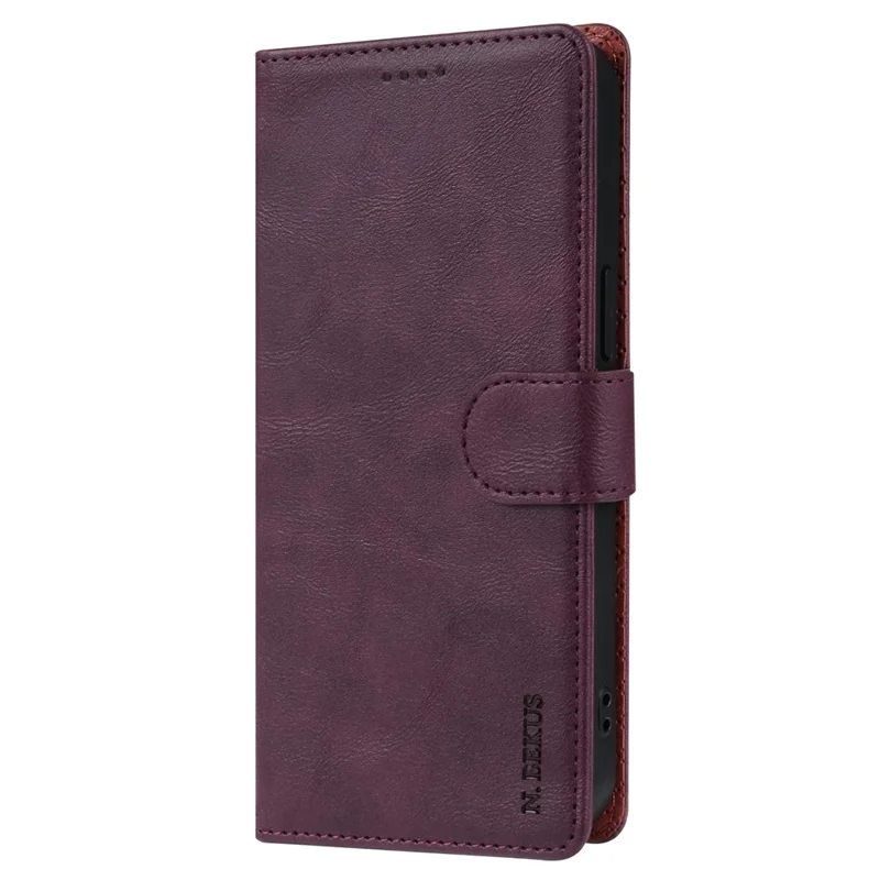 N.BEKUS CSJ-001 For iPhone 13 Pro Max Case Solid Color Leather Wallet Phone Cover   Distributors - Wine Red