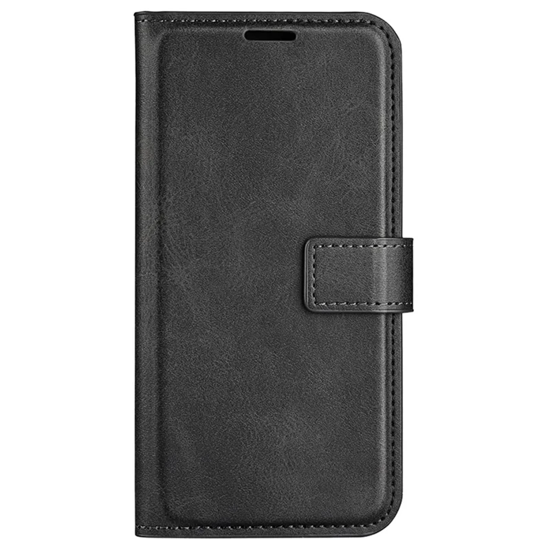 For iPhone 16 Pro Case Magnetic Clasp Calf Texture Flip Leather Phone Cover - Black