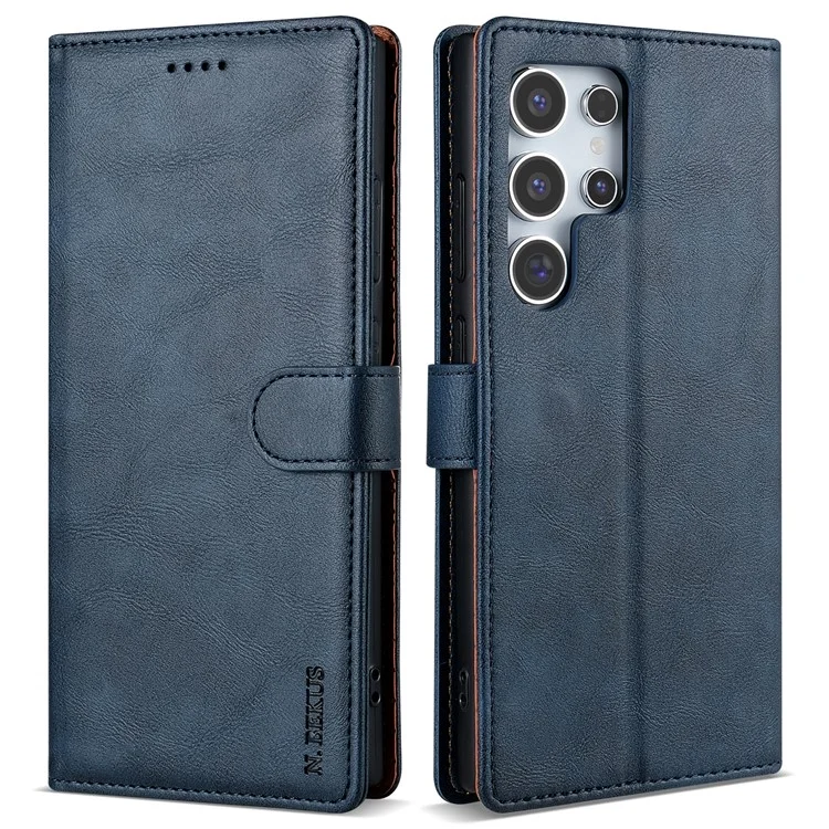 N.BEKUS CSJ-001 Per Samsung Galaxy S24 Ultra Case Portafoglio Slot per Carta Cover in Pelle - Blu