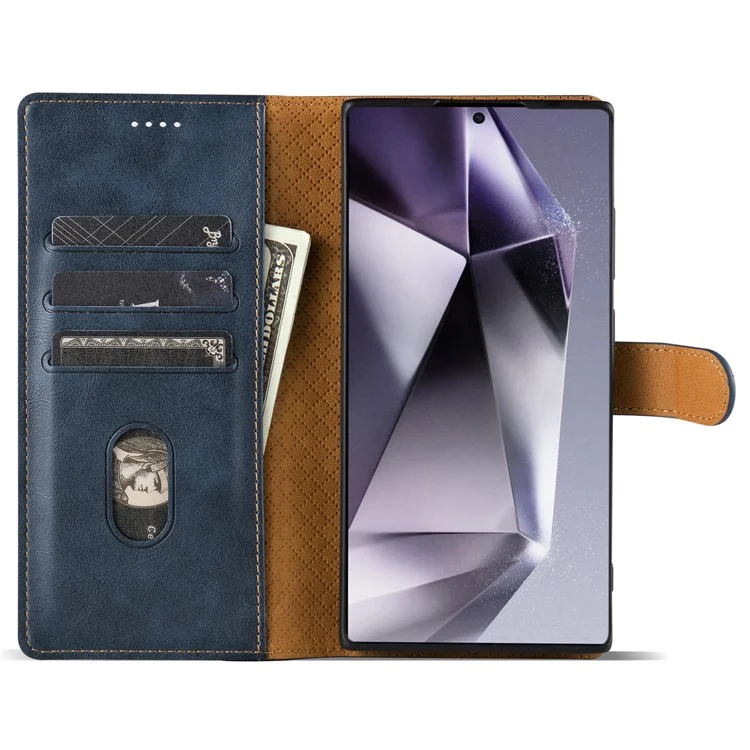 N.BEKUS CSJ-001 Per Samsung Galaxy S24 Ultra Case Portafoglio Slot per Carta Cover in Pelle - Blu