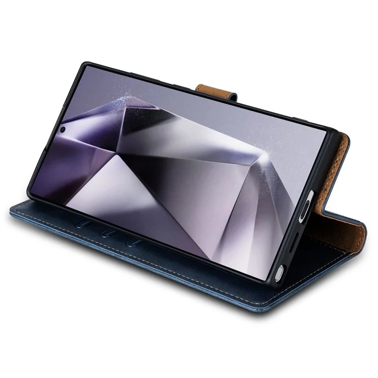 N.BEKUS CSJ-001 Per Samsung Galaxy S24 Ultra Case Portafoglio Slot per Carta Cover in Pelle - Blu