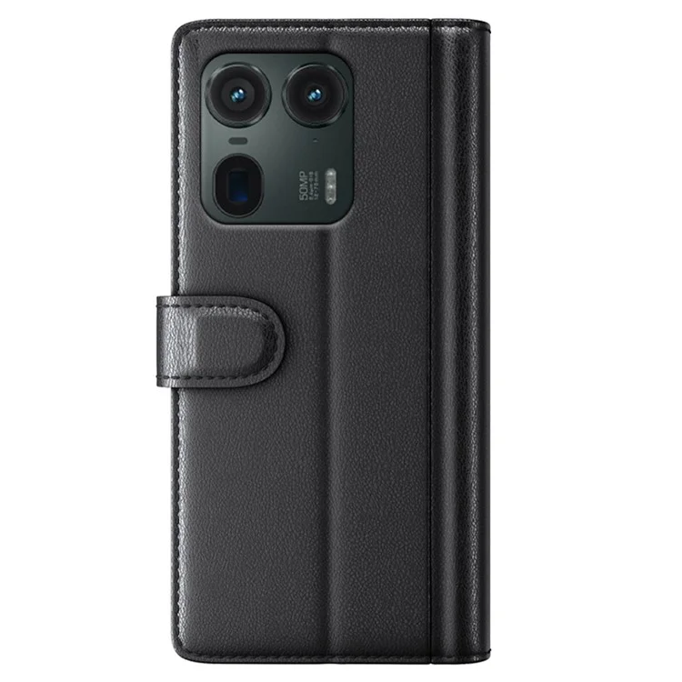 Чехол-книжка из натуральной телячьей кожи для Motorola Edge 50 Ultra 5G / Moto X50 Ultra 5G - черный