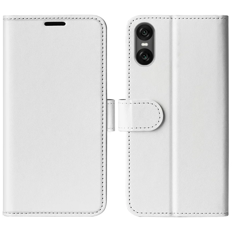 For Sony Xperia 10 VI Case Wallet Crazy Horse Texture Leather Phone Cover - White